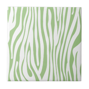 Green Zebra Animal Print Pattern Ceramic Tile