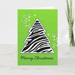 Green Zebra Christmas Tree Holiday Card