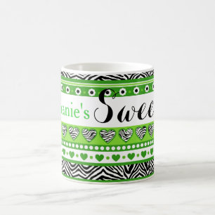 Green zebra heart Sweet 16 Mug