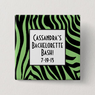 Green Zebra Print Bachelorette Button