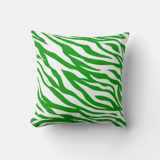 Green Zebra Print Cushion (Front)
