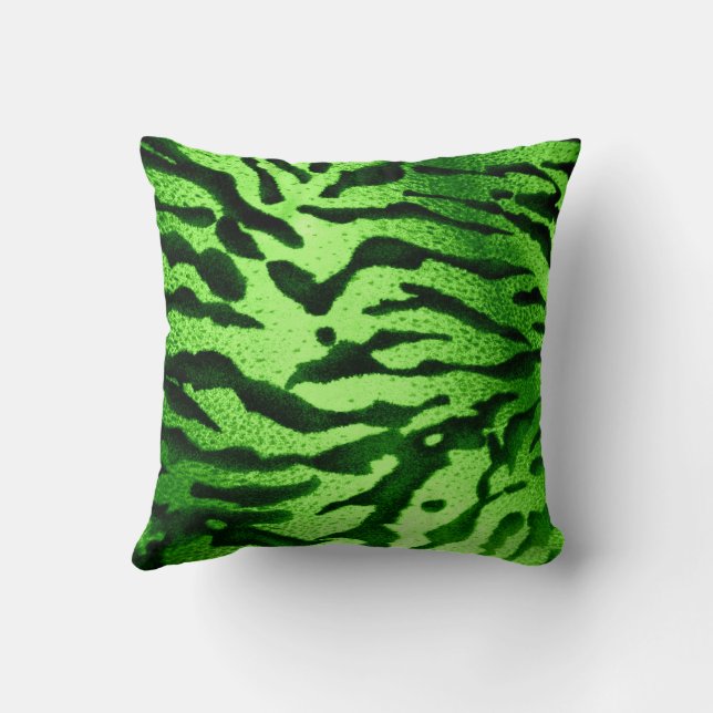 Green Zebra Print Cushion (Back)