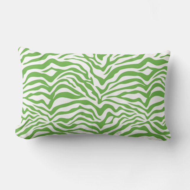Green Zebra Print Lumbar Cushion (Front)