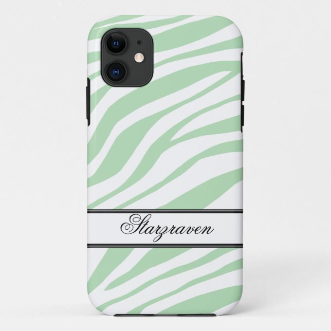 Green Zebra Print personalised iPhone 5 Case (Back)