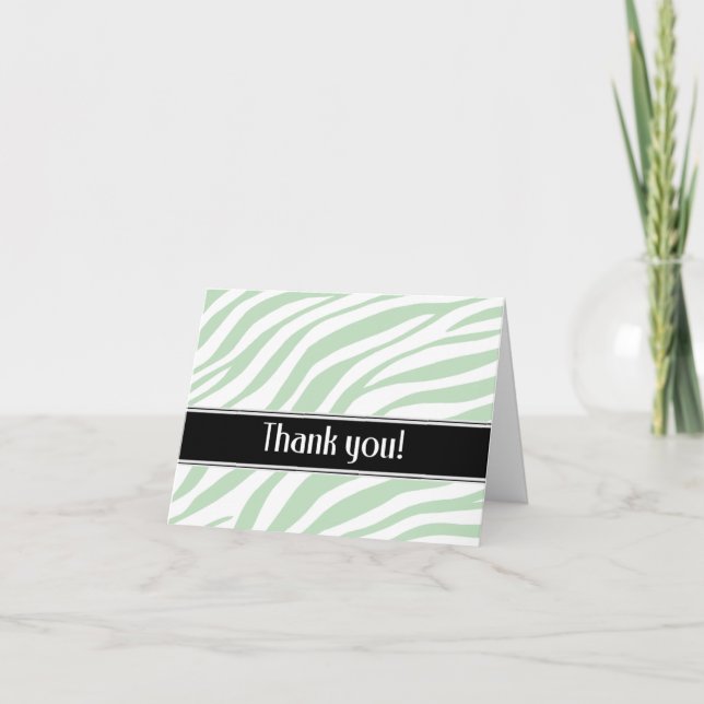 Green Zebra Print Thank You card (Front)