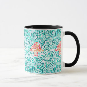 Green Zebra Stripe And Mushroom Mug