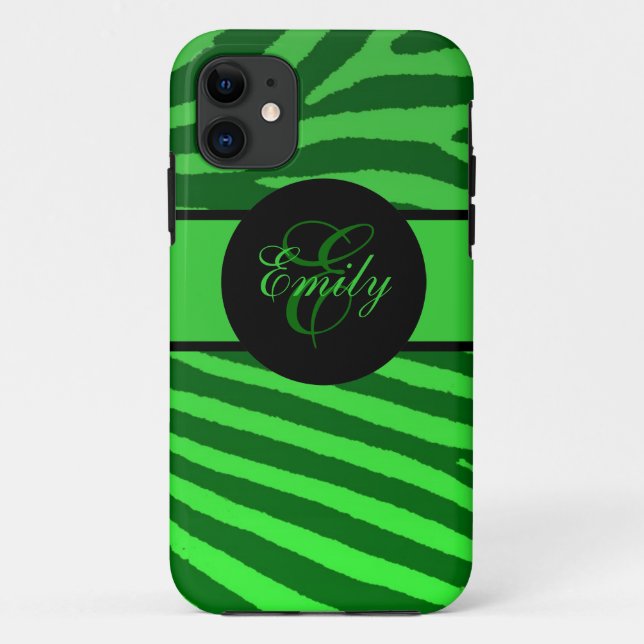 Green zebra stripes customisable iphone 5 case (Back)