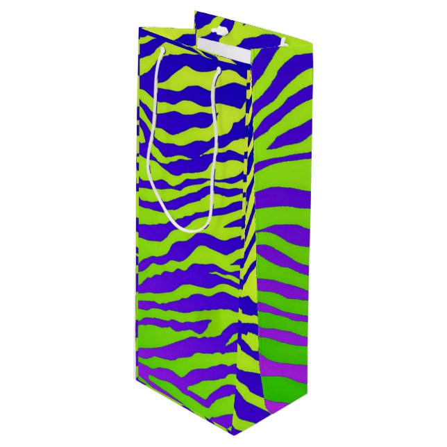 Green Zebra Wine Gift Bag (Front Angled)