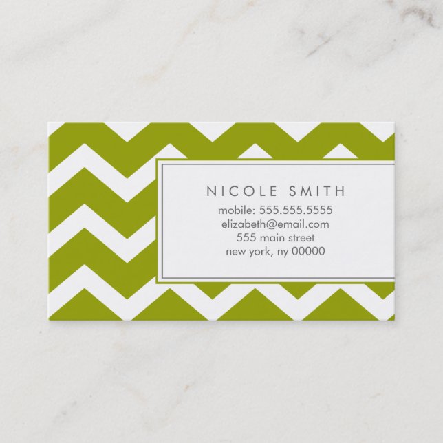 Green Zig Zag Chevron Pattern Calling Cards (Front)