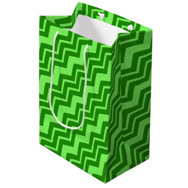 Green Zig Zag Chevron Pattern Design  Medium Gift Bag (Creator Uploaded)