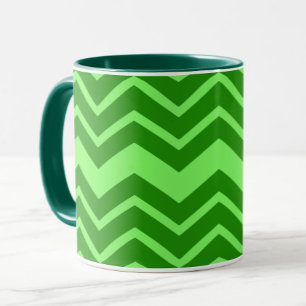 Green Zig Zag Chevron Pattern Design Mug