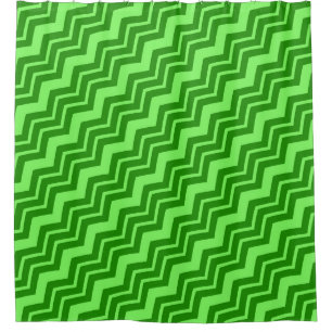 Green Zig Zag Chevron Pattern Design Shower Curtain