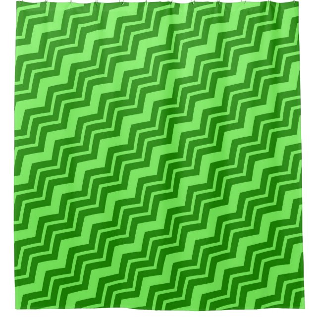 Green Zig Zag Chevron Pattern Design  Shower Curtain (Front)