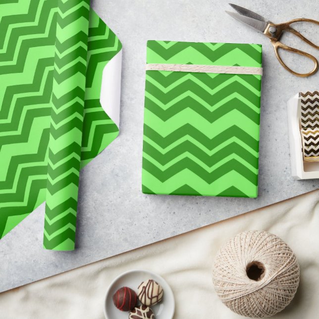 Green Zig Zag Chevron Pattern Design  Wrapping Paper (Creator Uploaded)