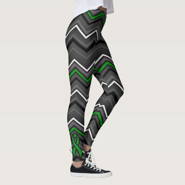 Green Zig Zag with Ribbon...C Diff Leggings (Right)