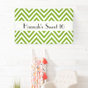 Green Zigzag, Chevron, Zigzag Pattern, Sweet 16 Banner