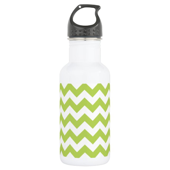 Green Zigzag, Green Chevron, Geometric Pattern 532 Ml Water Bottle (Front)