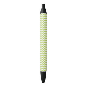 Green Zigzag, Green Chevron, Geometric Pattern Black Ink Pen