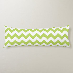 Green Zigzag, Green Chevron, Geometric Pattern Body Cushion