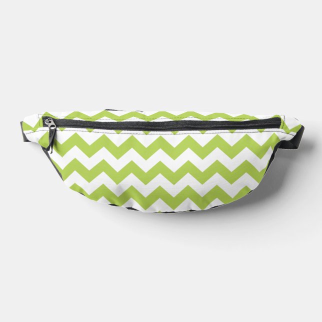 Green Zigzag, Green Chevron, Geometric Pattern Bum Bags (Lay Down)
