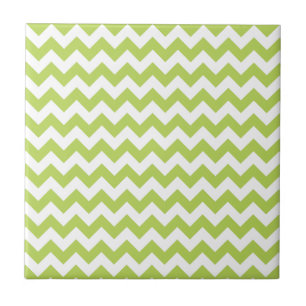 Green Zigzag, Green Chevron, Geometric Pattern Ceramic Tile