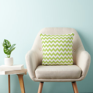 Green Zigzag, Green Chevron, Geometric Pattern Cushion