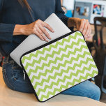 Green Zigzag, Green Chevron, Geometric Pattern Laptop Sleeve<br><div class="desc">Elegant,  stylish and sophisticated zigzag (chevron) pattern in green and white colour. Modern and trendy gift,  perfect for the zigzag lover in your life.</div>