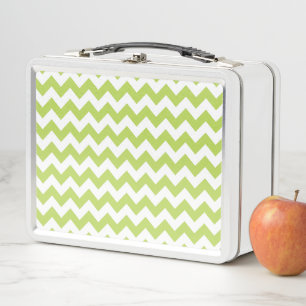 Green Zigzag, Green Chevron, Geometric Pattern Metal Lunch Box