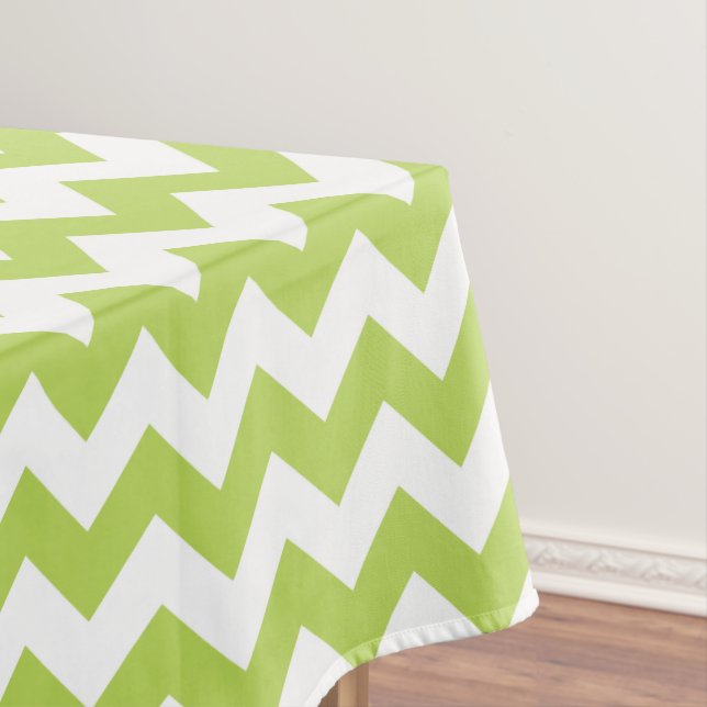 Green Zigzag, Green Chevron, Geometric Pattern Tablecloth (In Situ)