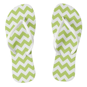 Green Zigzag, Green Chevron, Geometric Pattern Thongs