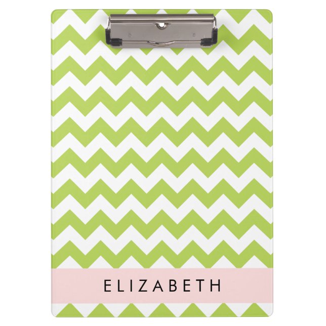 Green Zigzag, Green Chevron, Your Name Clipboard (Front)