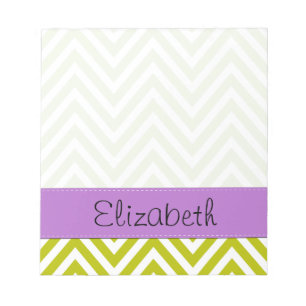 Green Zigzag, Green Chevron, Your Name Notepad