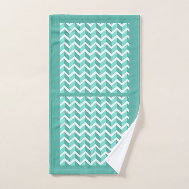 Green ZigZag Hand Towel (Hand Towel)