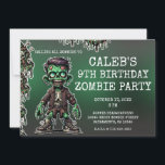 Green Zombie Kid & Slime Halloween Birthday Party Invitation<br><div class="desc">Customise with your own text .</div>