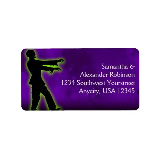 Green Zombie on Purple Address Label