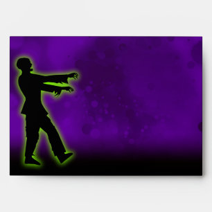 Green Zombie on Purple Envelope