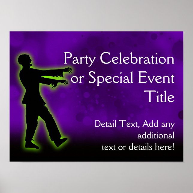 Green Zombie on Purple Poster (Front)