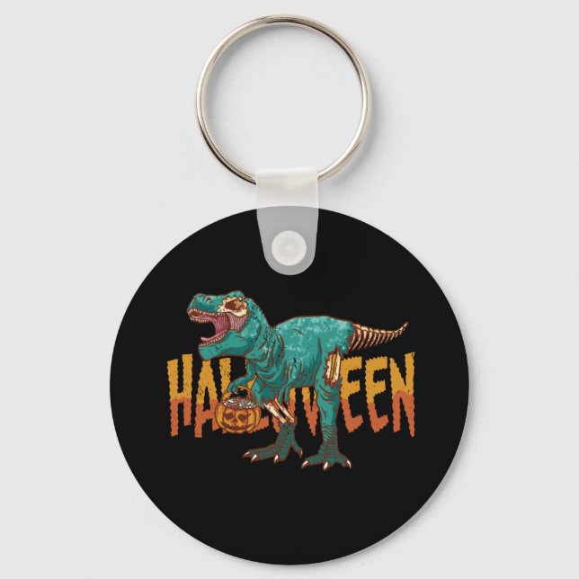 Green Zombie Rex  Key Ring (Front)
