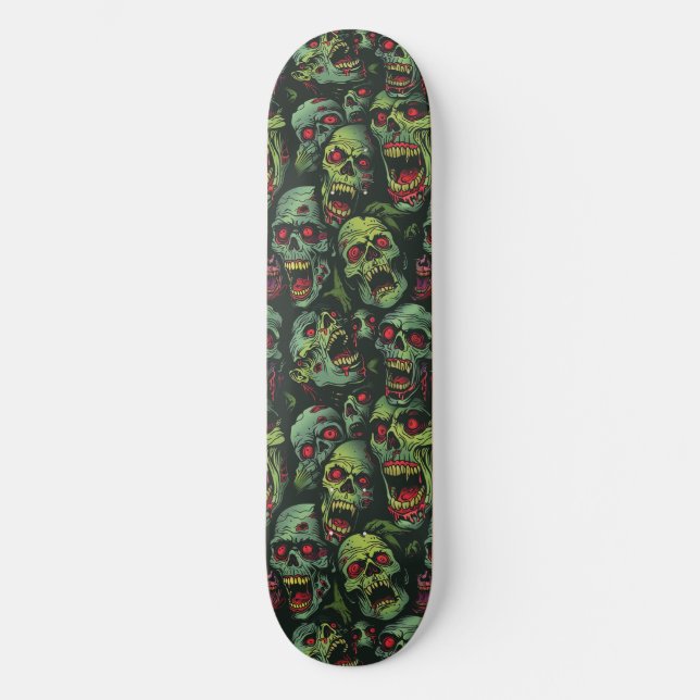 Green Zombie Spooky Halloween Skateboard (Front)
