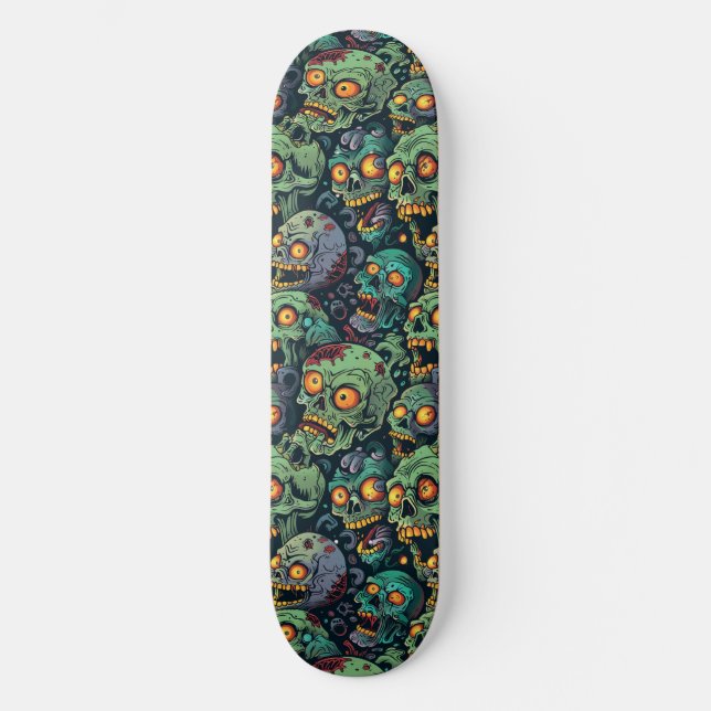 Green Zombie Spooky Halloween Skateboard (Front)