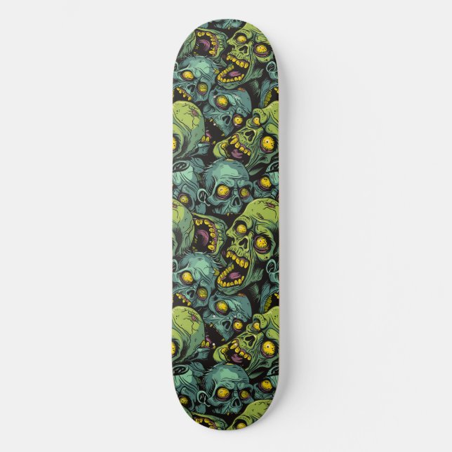 Green Zombie Spooky Halloween Skateboard (Front)