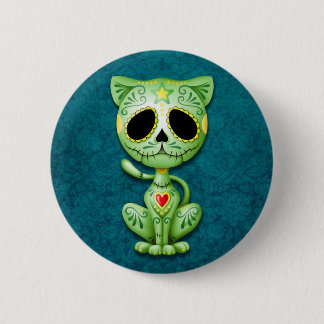 Green Zombie Sugar Kitten 6 Cm Round Badge