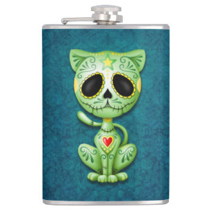 Green Zombie Sugar Kitten Hip Flask