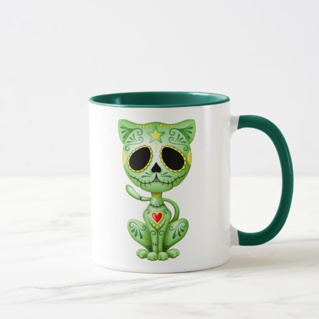 Green Zombie Sugar Kitten Mug (Right)