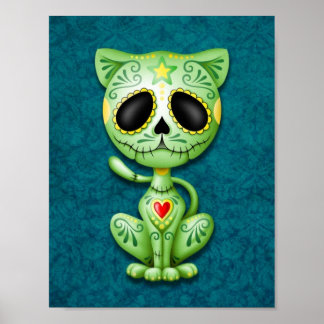 Green Zombie Sugar Kitten Poster