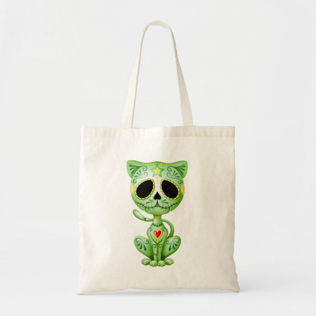 Green Zombie Sugar Kitten Tote Bag (Front)