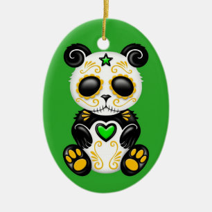 Green Zombie Sugar Panda Ceramic Tree Decoration