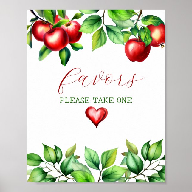 Greenary Red Apple Favours Please Take One  Poster (Front)