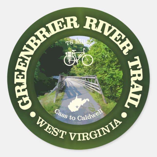 Greenbrier River Trail (cycling c) Classic Round Sticker (Front)