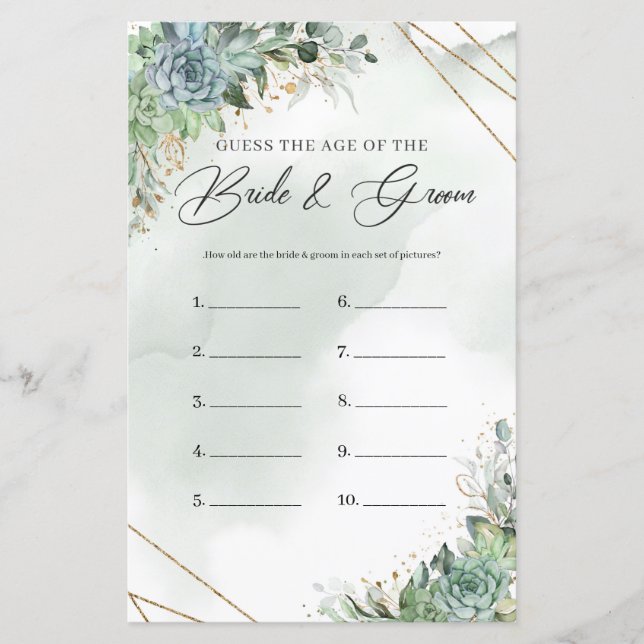 Greeneey succulents gold Guess The Age Photo Game (Front)